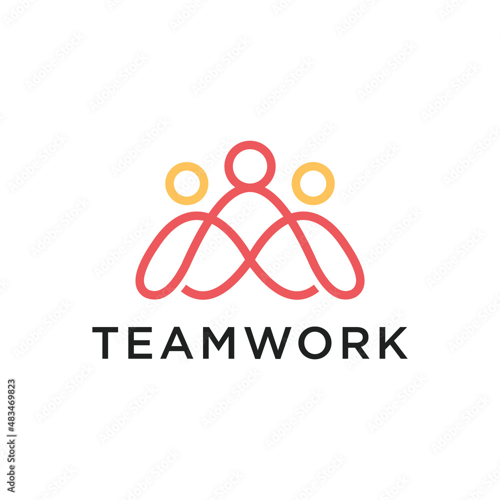 People human family unity together line art style logo icon ...