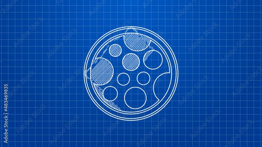 White line Pizza icon isolated on blue background. Fast food menu. 4K Video motion graphic animation White line Pizza icon isolated on blue background. Fast food menu. 4K Video motion graphic animation