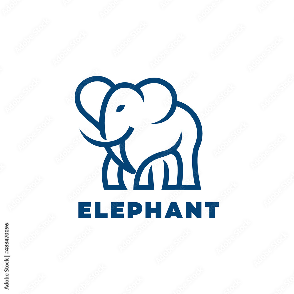Elephant baby line outline logo design icon illustrations premium