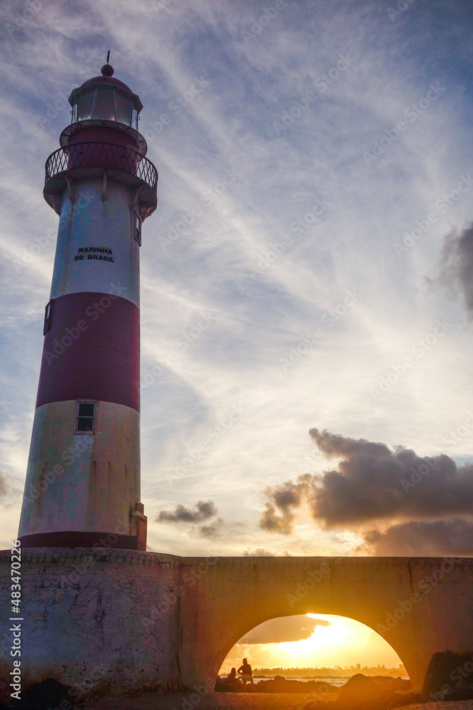 Salvador, Bahia, Brazil: lighthouse of Itapua, at sunset