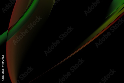 Abstract illustration of the movement of short sharp multicolored waves in a dark background