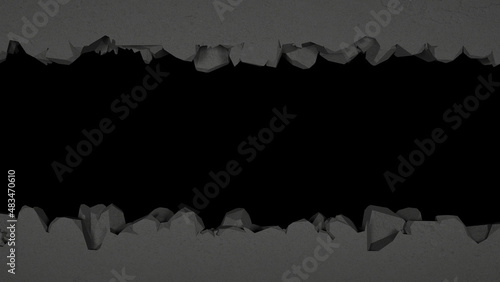 horizontal breach in a black wall