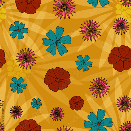 Retro florals Mid- Century style pattern