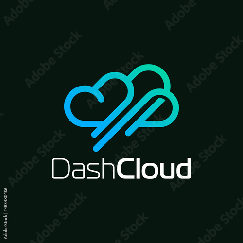 Cloud dash fast idea icon line outline logo design Premium
