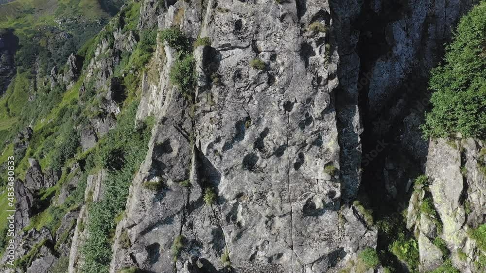 Aerial view of rocky peak of Spitz mountain in the Carpathian mountains, landscape of summer mountains Aerial view of rocky peak of Spitz mountain in the Carpathian mountains, landscape of summer mountains