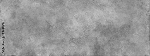 Grey vintage paper background with black and white watercolor stained texture and old grunge distressed pattern in silver colored textured banner design
