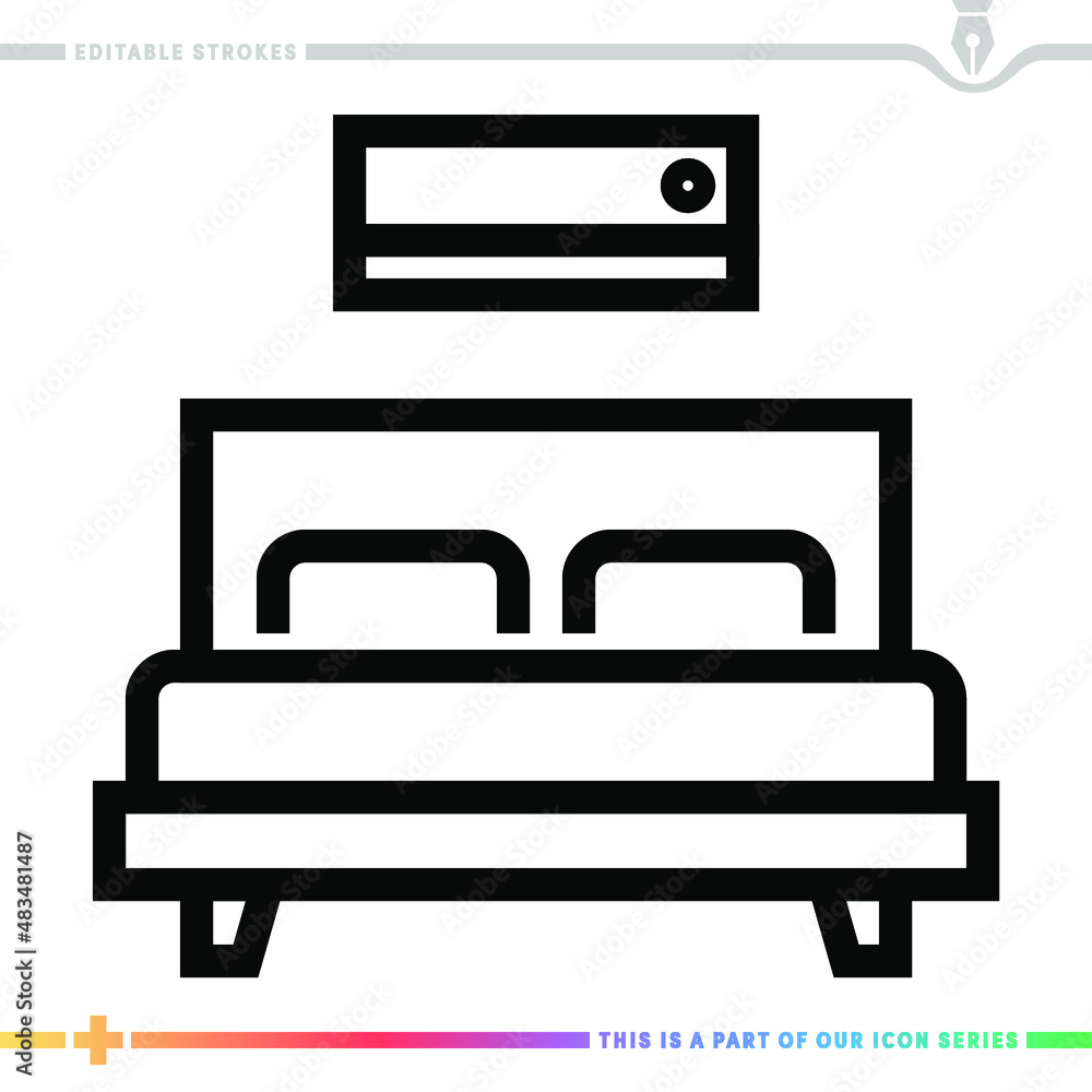 Line icon for bedroom suite illustrations with editable strokes. This vector graphic has customizable stroke width. Line icon for bedroom suite illustrations with editable strokes. This vector graphic has customizable stroke width.