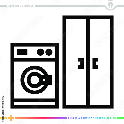 Line icon for utility room illustrations with editable strokes. This vector graphic has customizable stroke width.