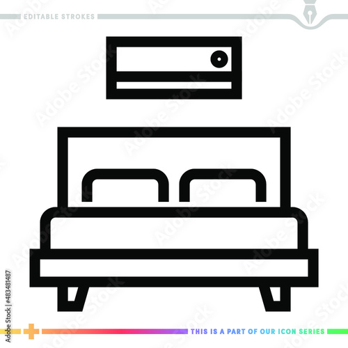Line icon for bedroom suite illustrations with editable strokes. This vector graphic has customizable stroke width. © fusion vector