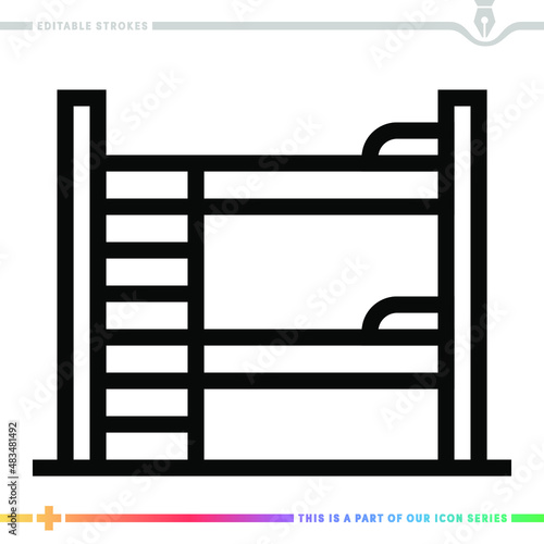 Line icon for bunk bed illustrations with editable strokes. This vector graphic has customizable stroke width.