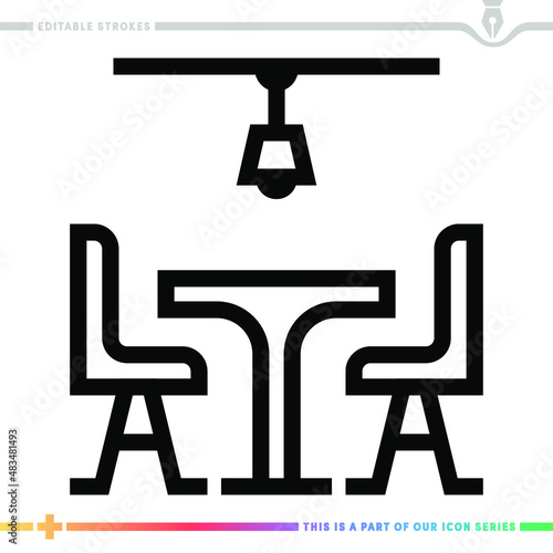 Line icon for restaurant critic illustrations with editable strokes. This vector graphic has customizable stroke width.