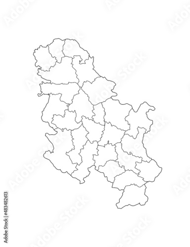 Republic of Serbia  Vector Map Showing Country highlighted in White with Black Outline