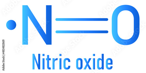 Nitric oxide NO free radical and signaling molecule. Skeletal formula. photo