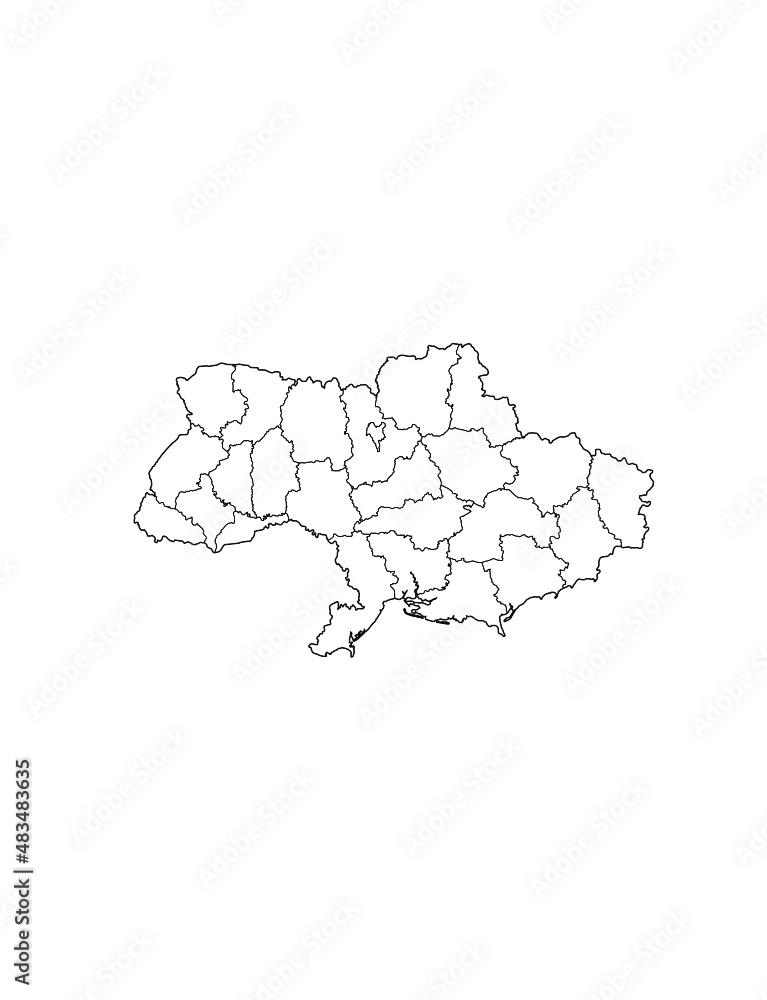 Ukraine  Vector Map Showing Country highlighted in White with Black Outline