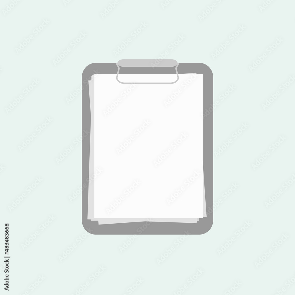 Simple clipboard tablet with white empty pages isolated on white background. For sketch and business, medicine, finance. Vector illustration Simple clipboard tablet with white empty pages isolated on white background. For sketch and business, medicine, finance. Vector illustration