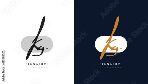 K and G Signature Initial Logo Design with Handwriting Style. KG Signature Logo or Symbol for Wedding, Fashion, Jewelry, Boutique, Botanical, Floral and Business Identity