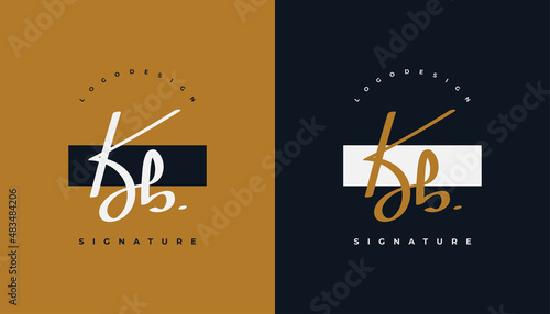 K and B Signature Initial Logo Design with Handwriting Style. KB Signature Logo or Symbol for Wedding, Fashion, Jewelry, Boutique, Botanical, Floral and Business Identity photo