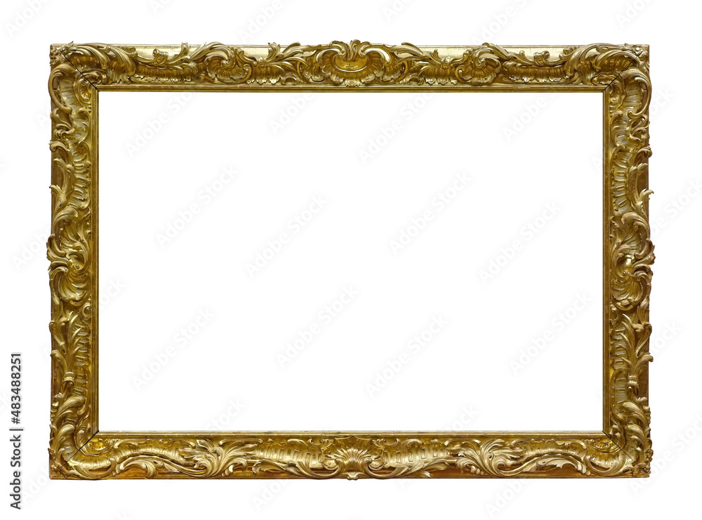 Golden frame for paintings, mirrors or photo isolated on white background Golden frame for paintings, mirrors or photo isolated on white background
