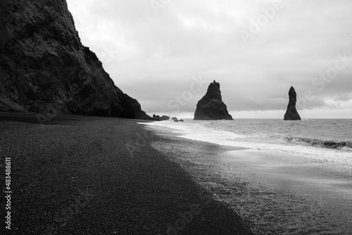 black and white beach