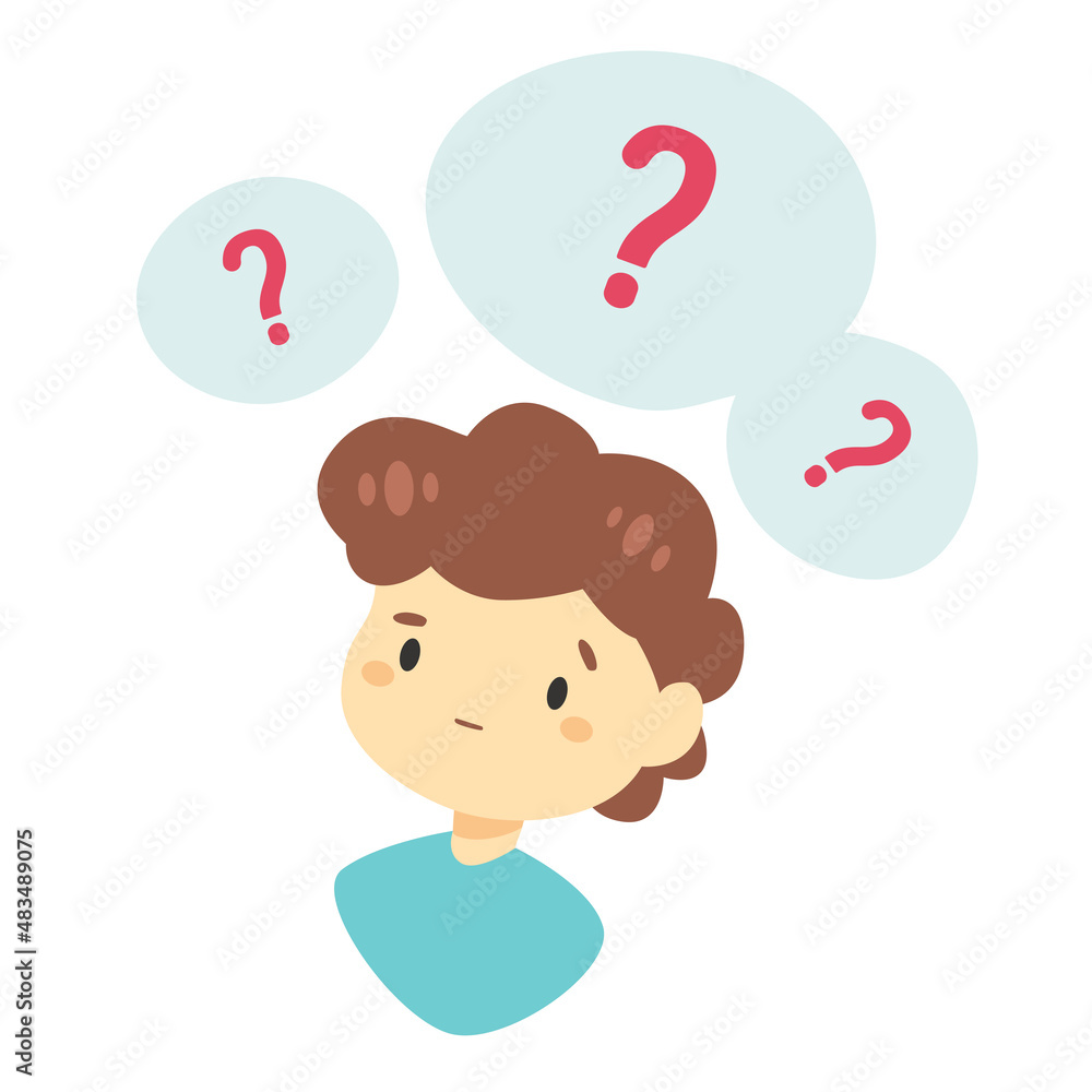 The concept of thinking, problem solving. Male persona with question mark over his head. The concept of thinking, problem solving. Male persona with question mark over his head.