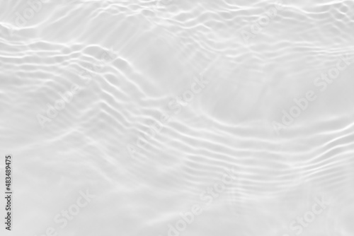 Water texture with sun reflections on the water overlay effect for photo or mockup. Organic light gray drop shadow caustic effect with wave refraction of light. Banner with empty space.