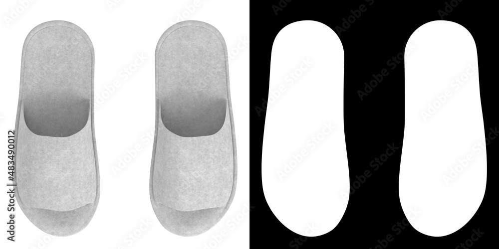3D rendering illustration of open toe disposable slippers 3D rendering illustration of open toe disposable slippers