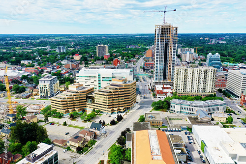 Aerial of Kitchener, Ontario, Canada on a beautiful day