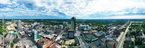 Aerial panorama view of Kitchener, Ontario, Canada on a fine morning photo