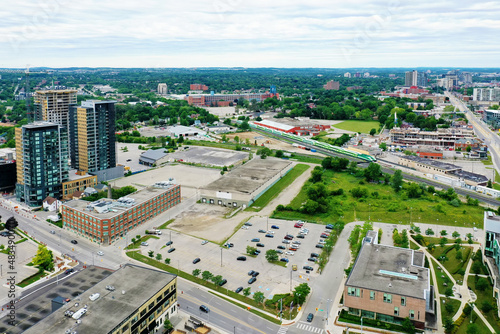 Aerial of Kitchener, Ontario, Canada in summer