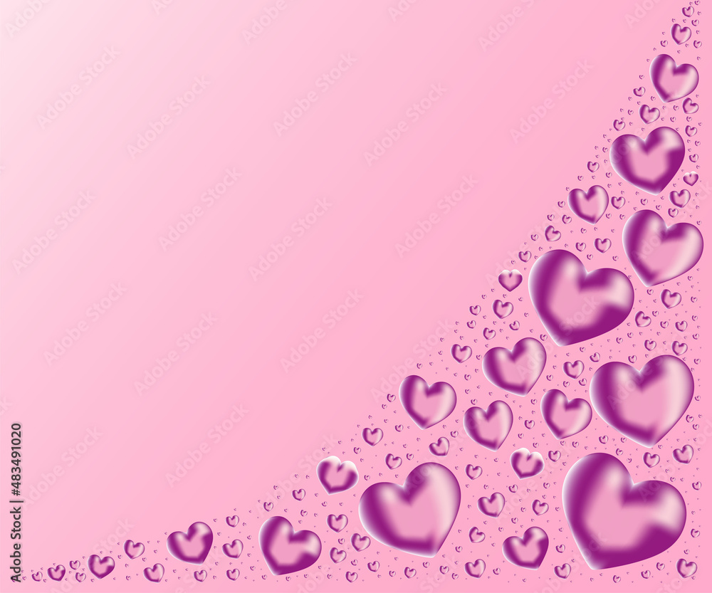 3d purple hearts Design backgrounds for Greeting card or banner Vector  EPS10  