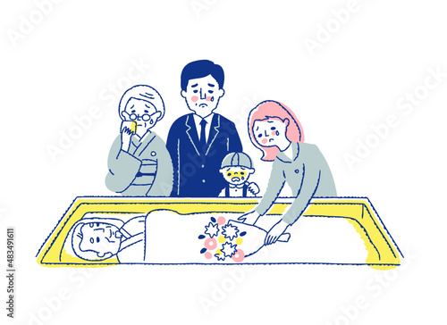 納棺　故人にお別れをする遺族