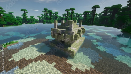 Jungle's castle on the lake. Minecraft