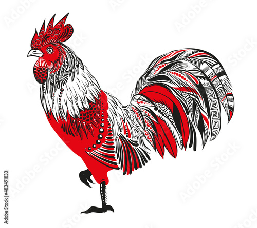 colors ornate cute rooster, vector illustration EPS 8