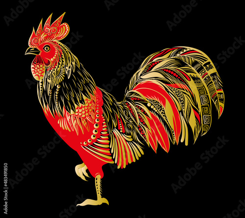 colors ornate cute rooster, vector illustration EPS 8