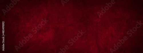 Dark red colored colorful grunge old aged retro vintage stone concrete cement blackboard chalkboard wall floor texture  with cracks - Abstract  background banner panorama pattern design template
