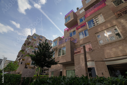 Modern apartment buildings in the financial district of Amsterdam, Holland. Modern living at Amsterdam south, zuidas, business district. photo