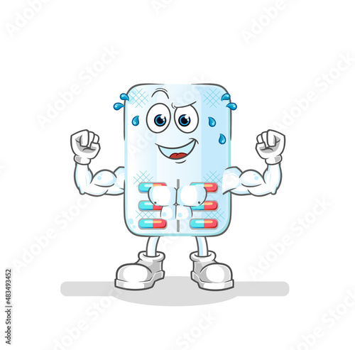 medicine muscular cartoon. cartoon mascot vector © dataimasu