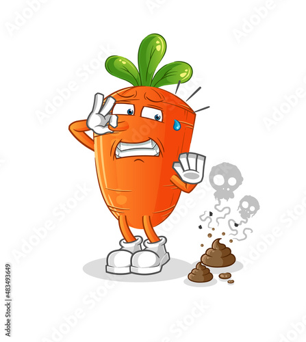 carrot with stinky waste illustration. character vector
