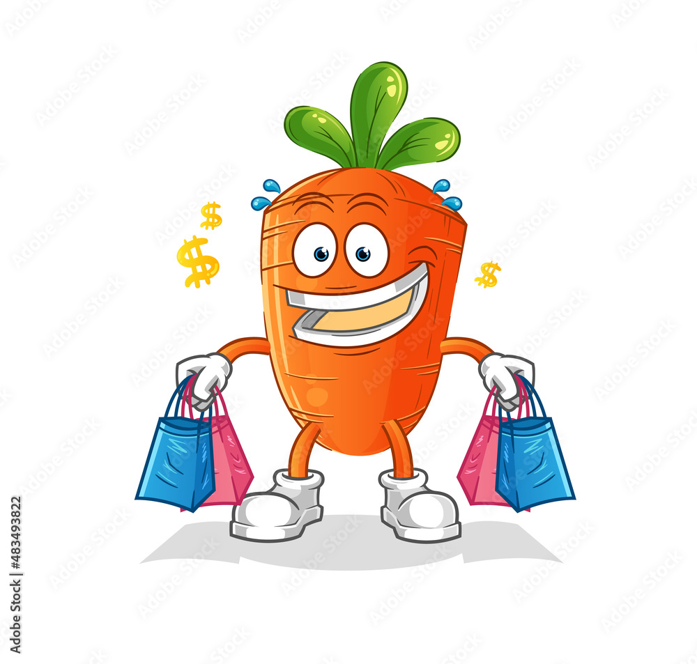 Obraz premium carrot shoping mascot. cartoon vector
