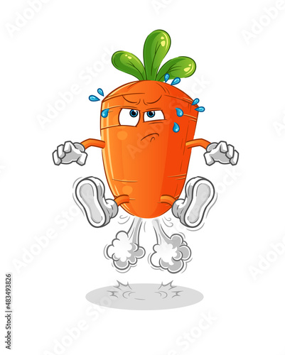 carrot fart jumping illustration. character vector