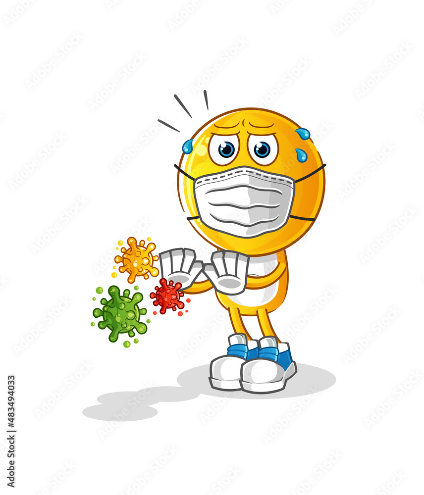 emoticon head cartoon refuse viruses. cartoon mascot vector emoticon head cartoon refuse viruses. cartoon mascot vector
