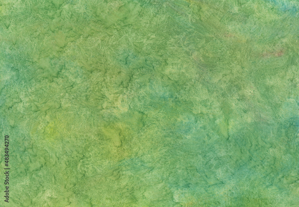 Abstract green worn pattern background. grunge background or paper texture. Mixed media watercolor and acrylic on paper