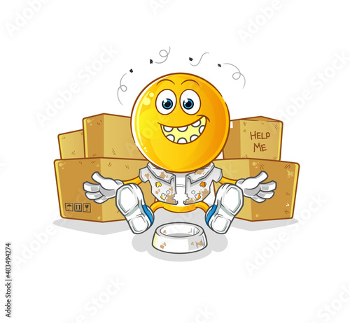 emoticon head cartoon homeless character. cartoon mascot vector