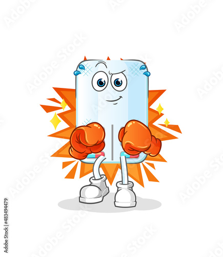 medicine boxer character. cartoon mascot vector