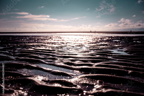 Backlit Beach At Low Tide, Atlantic