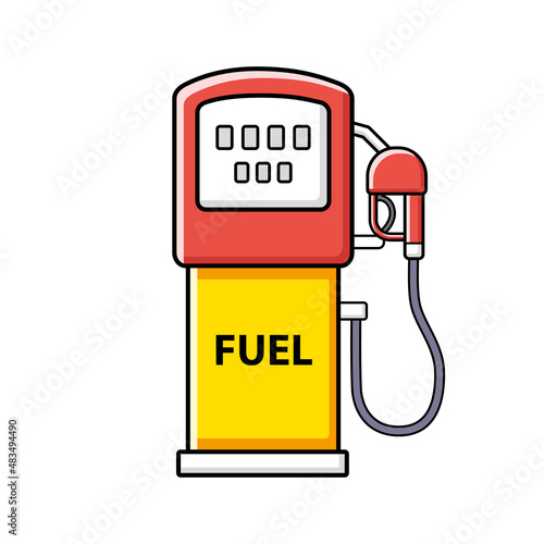 Gas fuel pump isolated, gasoline petrol filling station cartoon vector icon.