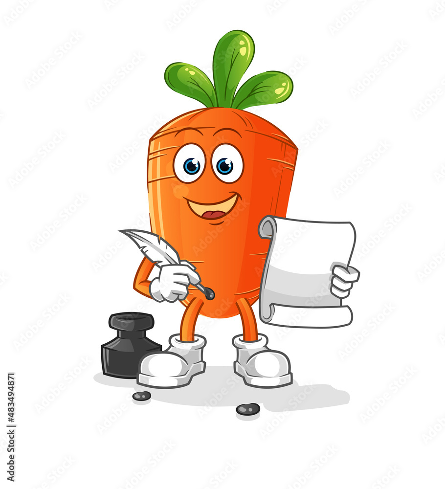 carrot writer vector. cartoon character carrot writer vector. cartoon character