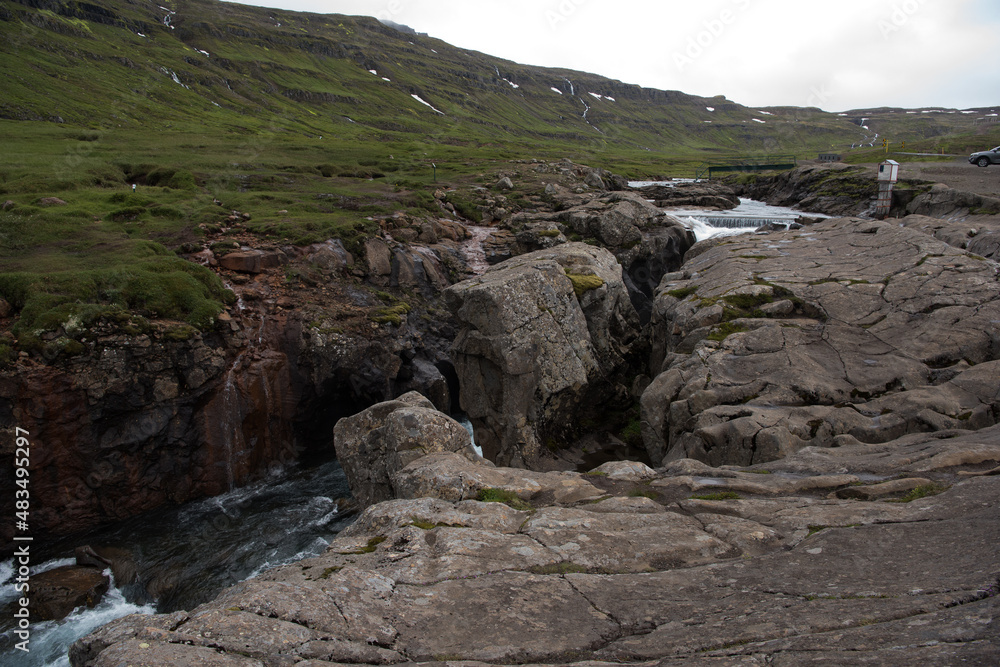 Green Grassy mountain Landscape highland travel nature beautiful cold day