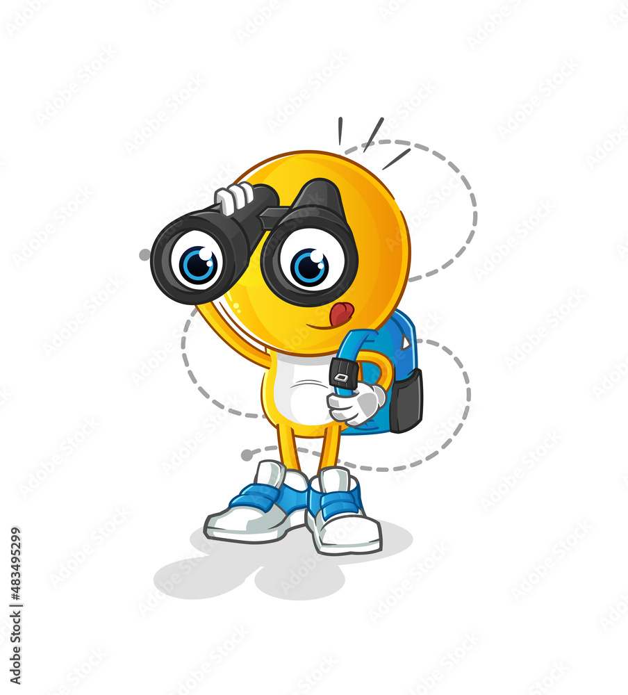 Fototapeta premium emoticon head cartoon with binoculars character. cartoon vector