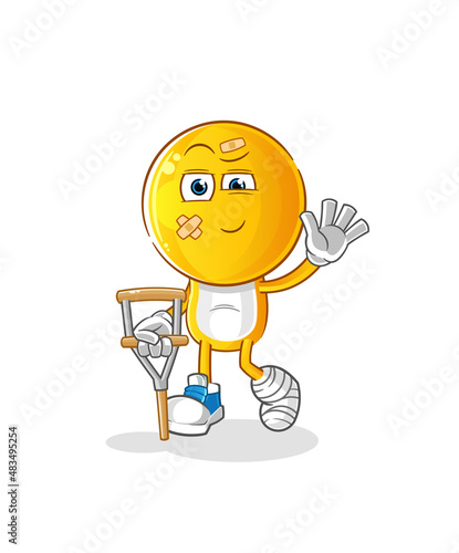emoticon head cartoon sick with limping stick. cartoon vector